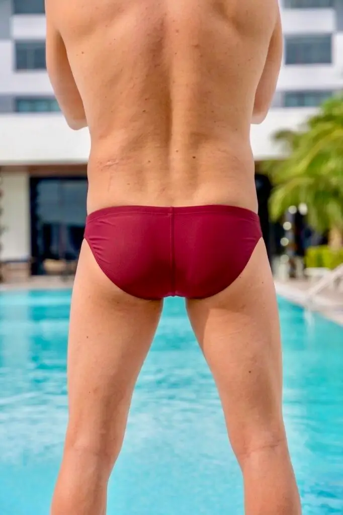 unlined red swim brief