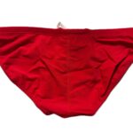VXA men’s competitive swim brief in Red with white logo, back view