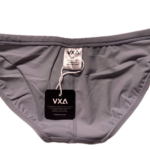VXA men’s competitive swim brief in Gray with white logo, back view inside