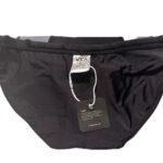 VXA men’s competitive swim brief in glossy black with white logo, back view inside